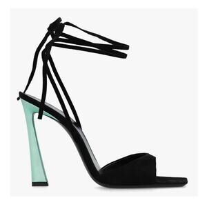 Saint Laurent Vitti Wrap Around Nero Hope Green Suede Heels EU 37.5 / US 7